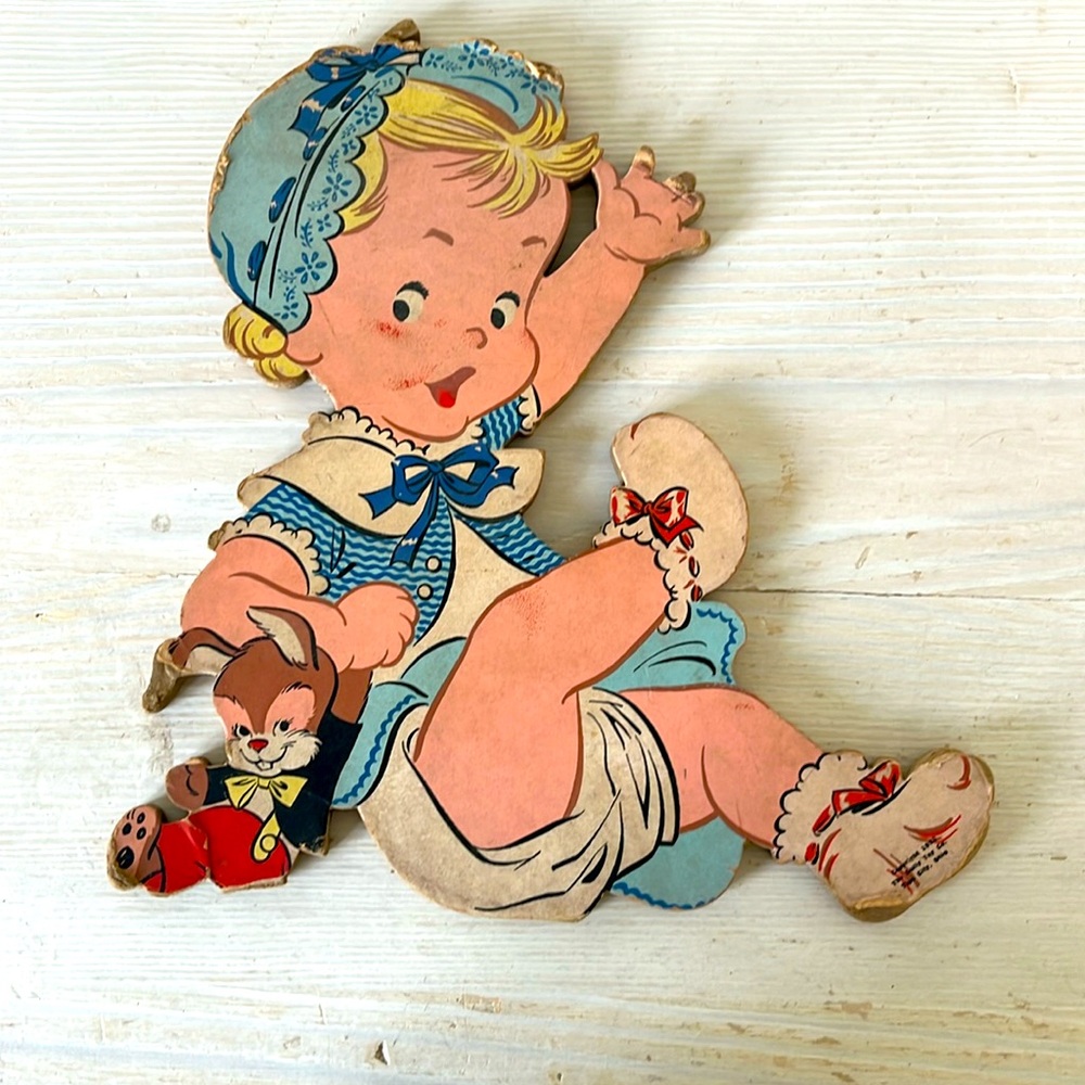 Vintage Nursery wall pin up, 1952 Mother Goose Pin-UPS by the Dolly Toy Co.